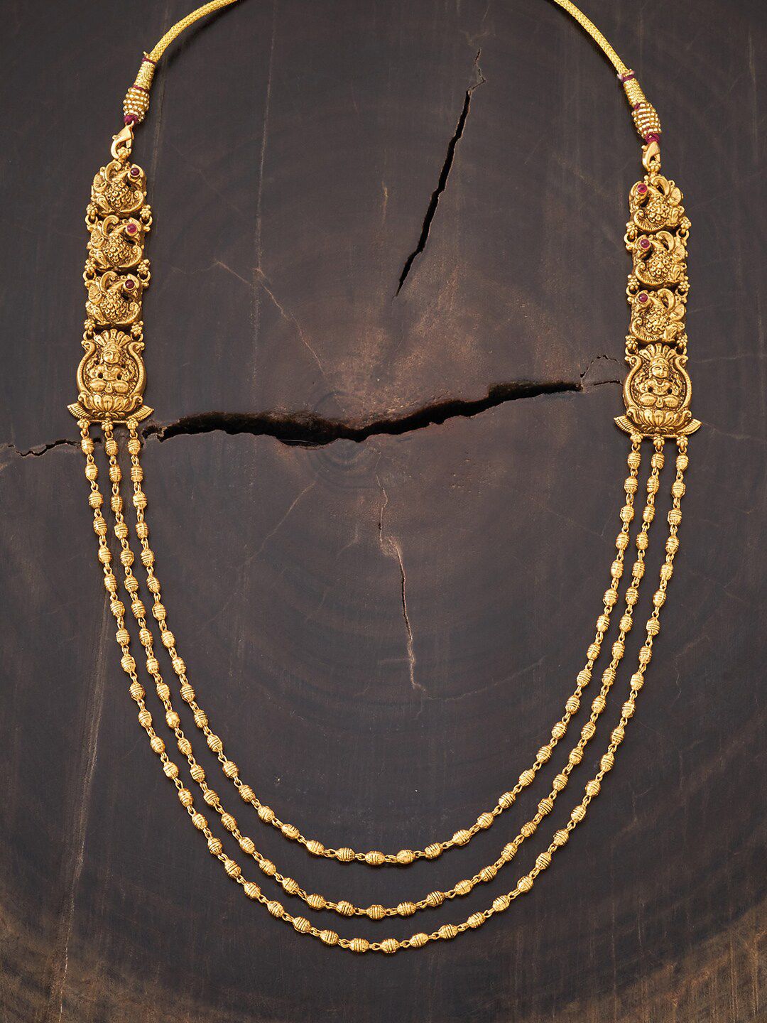 Kushal's Fashion Jewellery Gold-Toned & Red Silver Gold-Plated Necklace Price in India