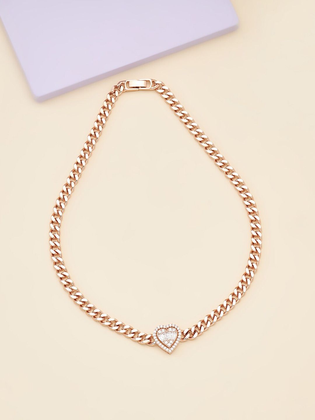 Kushal's Fashion Jewellery Rose Gold & White Rose Gold-Plated Necklace Price in India