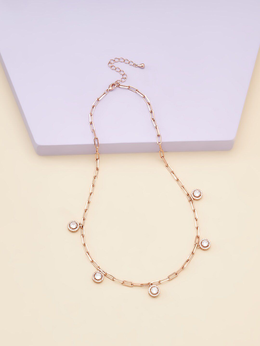 Kushal's Fashion Jewellery Rose Gold & White Rose Gold-Plated Necklace Price in India