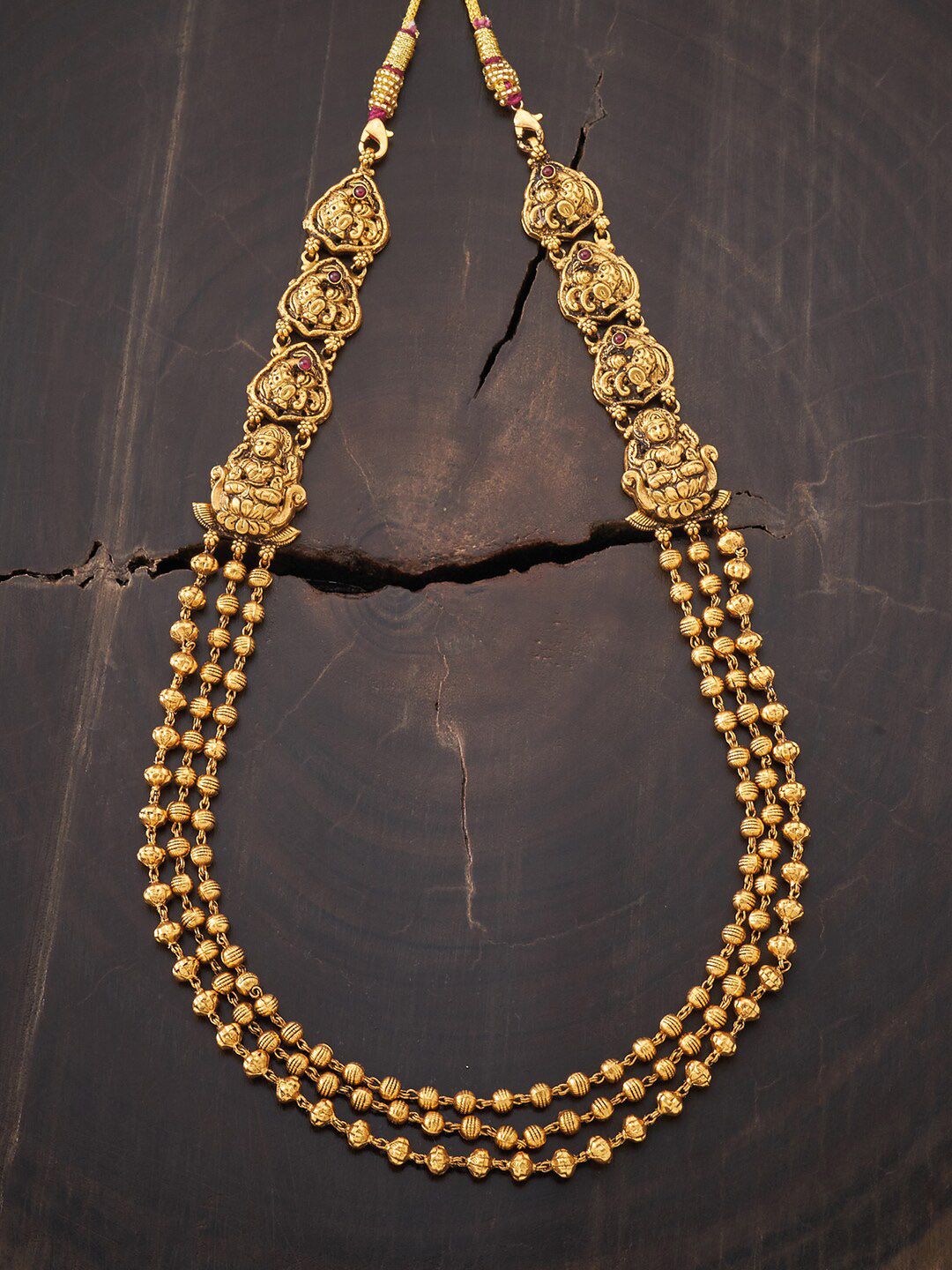 Kushal's Fashion Jewellery Gold-Toned & Red Silver Gold-Plated Necklace Price in India