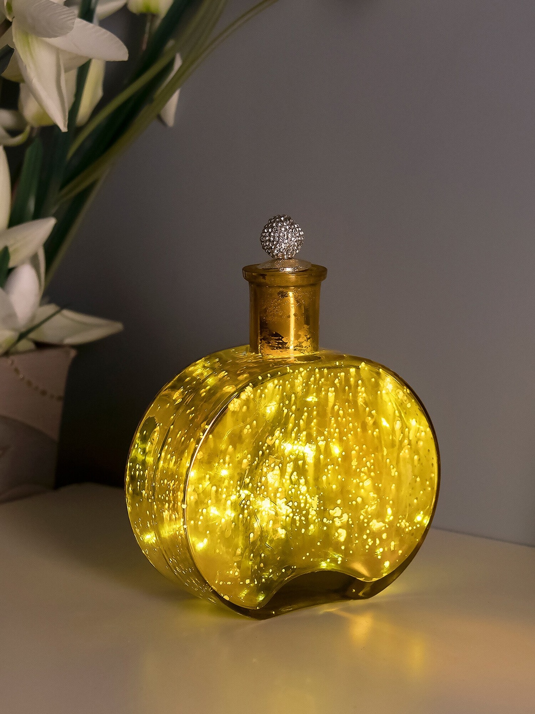 Homesake Mercury Gold Round Bottle Copper Star String Lights with Dazzle Ball Lid Price in India