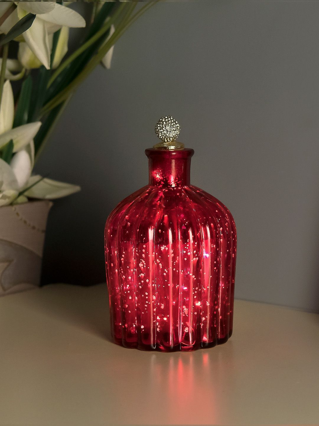 Homesake Red Glass Bottle Table Lamp Price in India