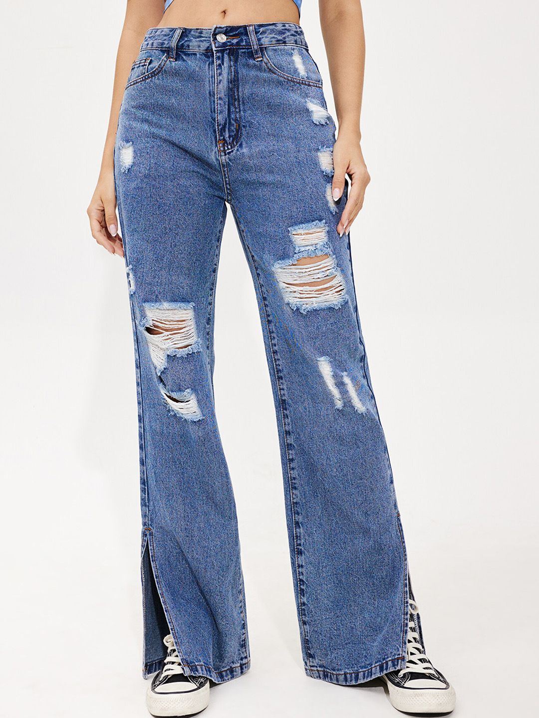 URBANIC Women Blue Heavy Fade Jeans Price in India