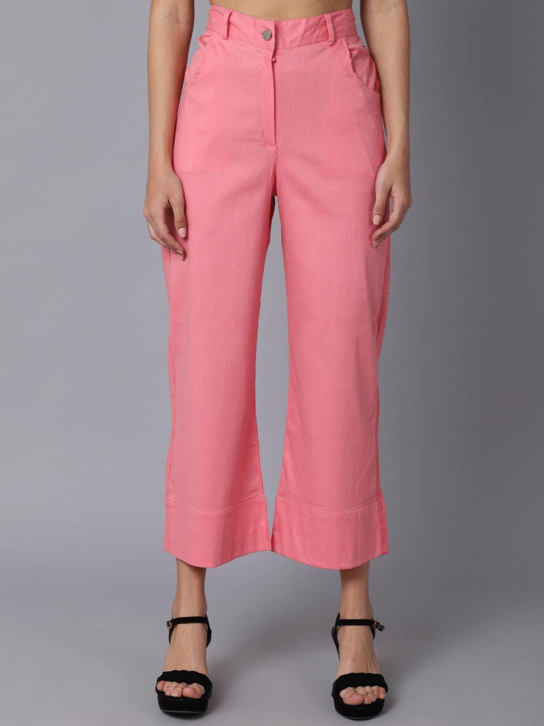 TAG 7 Women Pink Smart Flared Trousers Price in India