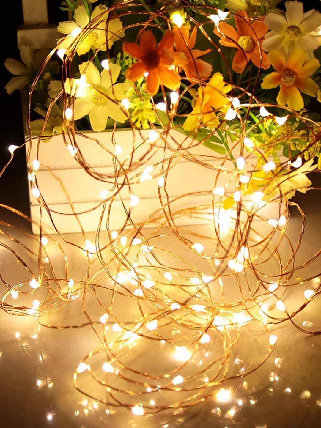 Homesake Set of 2 Yellow 50-LED 3AA Battery Waterproof Copper String Lights Price in India