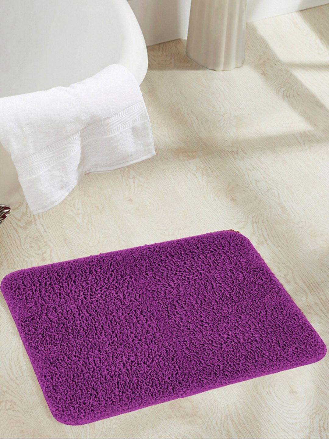 OBSESSIONS Purple Solid 1300 GSM Anti-Skid Bath Rug Price in India