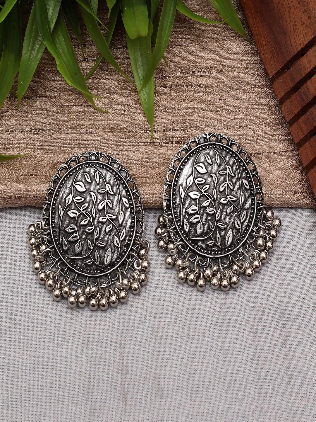 Ethonica Silver-Toned Classic Studs Earrings Price in India