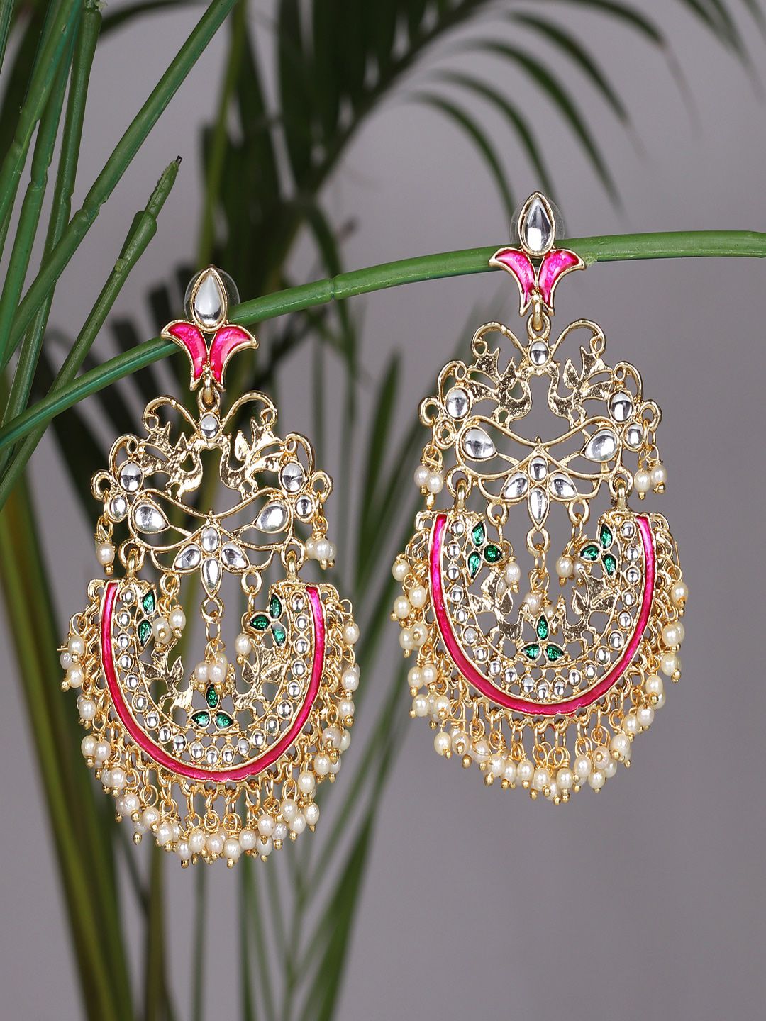 Ethonica Pink Classic Chandbalis Earrings Price in India