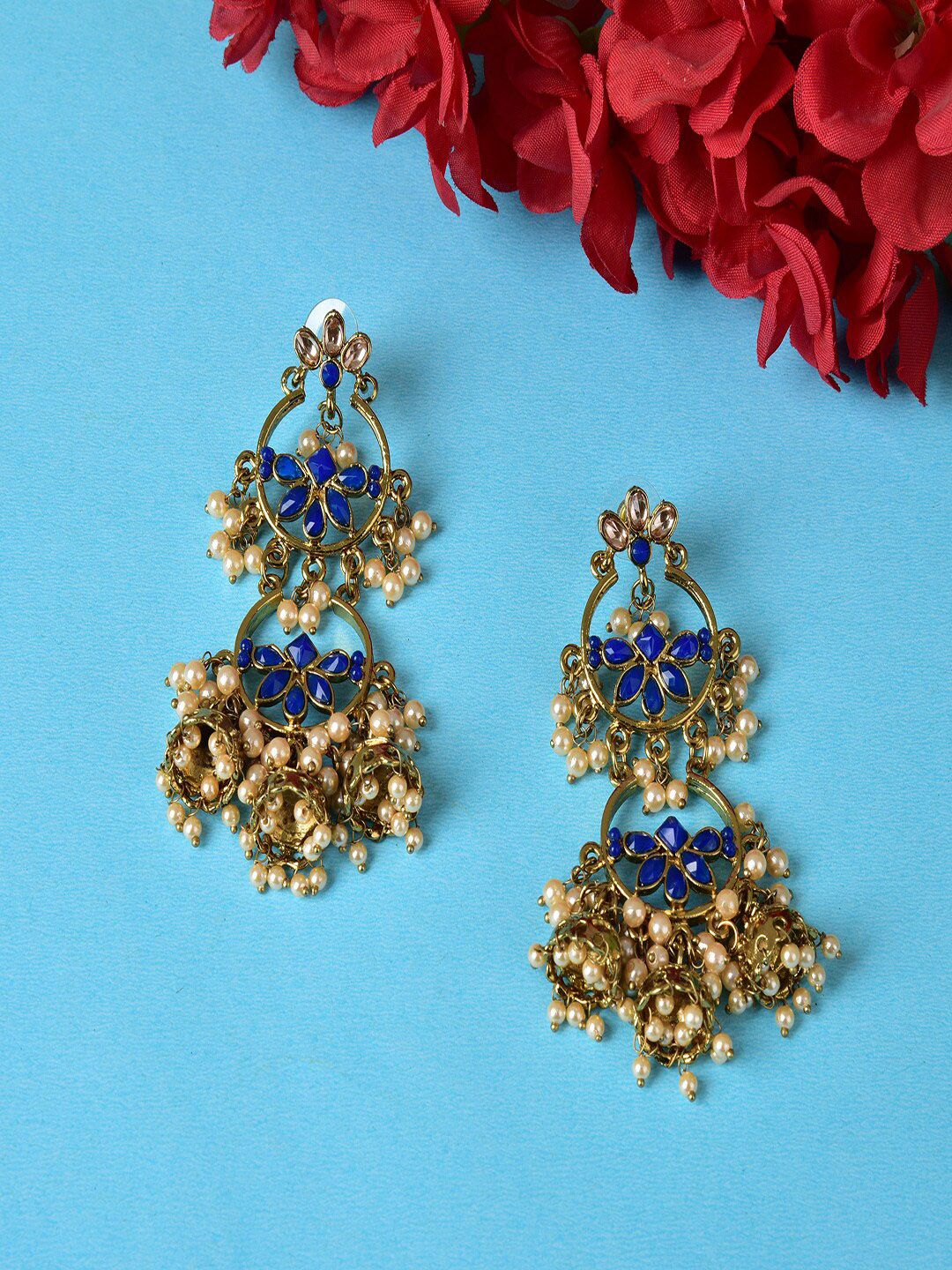 Ethonica Blue Classic Jhumkas Earrings Price in India