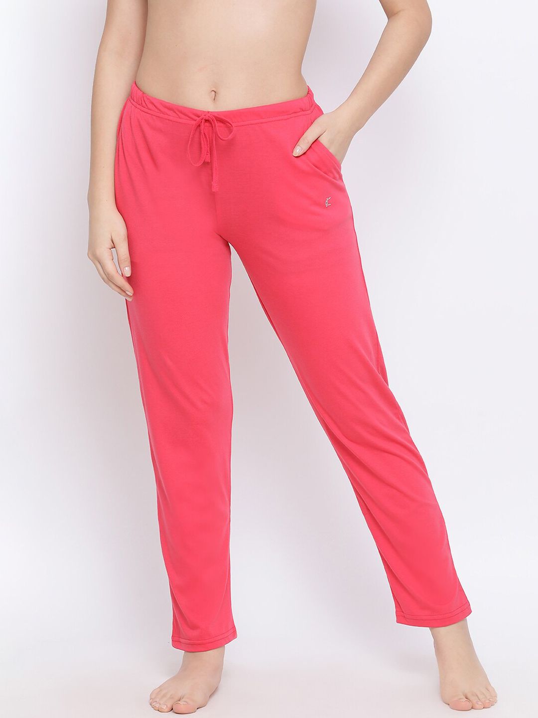 Kanvin Women Pink Solid Pure Cotton Lounge Pants Price in India
