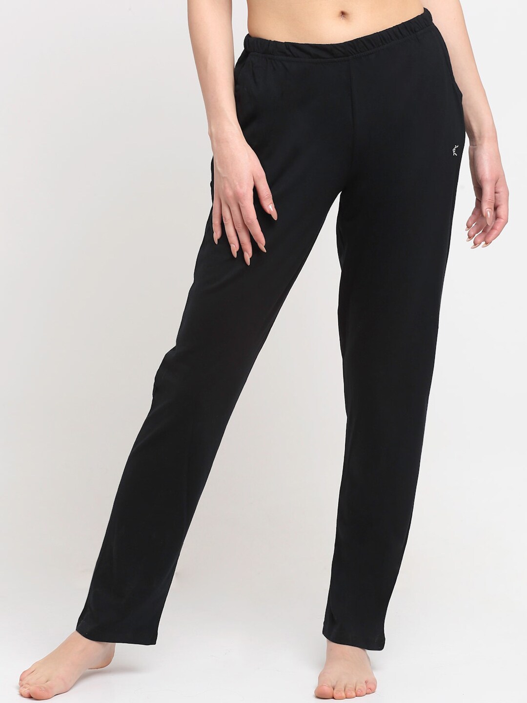 Kanvin Women Black Solid Pure Cotton Lounge Pants Price in India