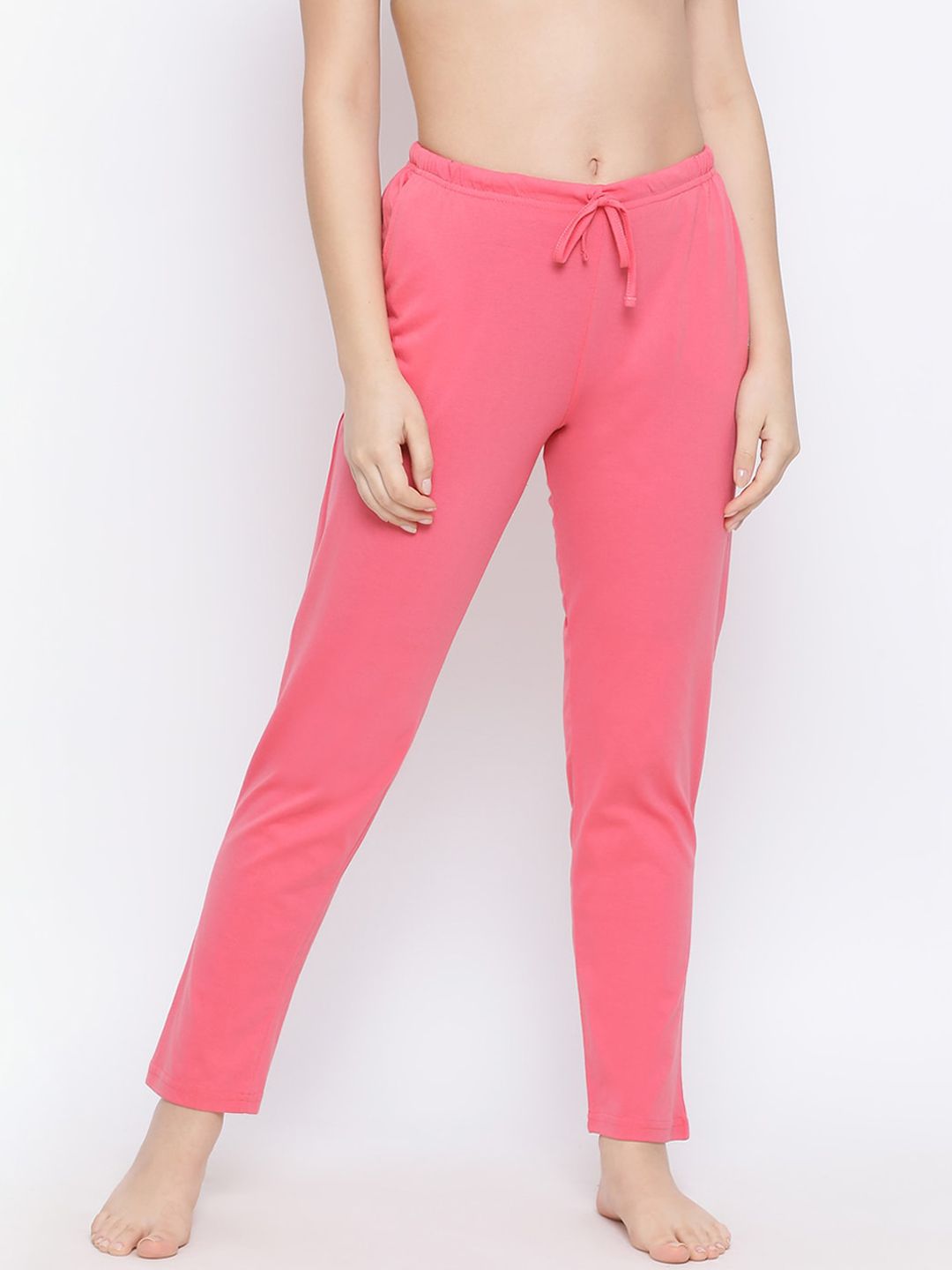 Kanvin Women Pink Solid Pure Cotton Lounge Pants Price in India