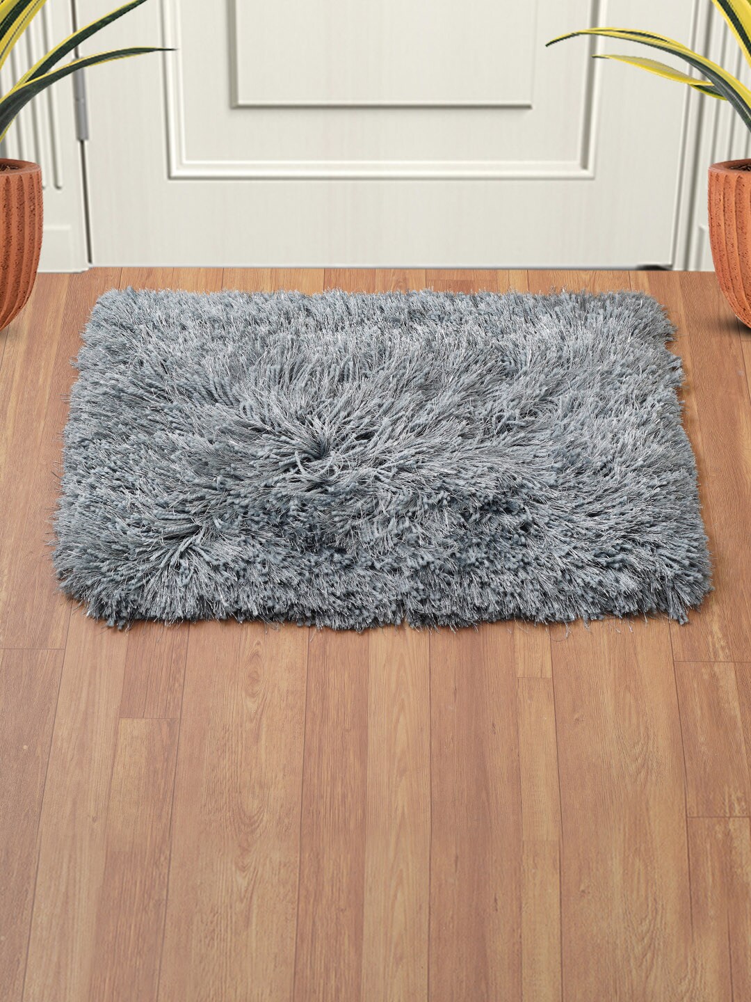 DREAM WEAVERZ Teal Blue Solid Shimmer Anti-Skid Floor Mat Price in India