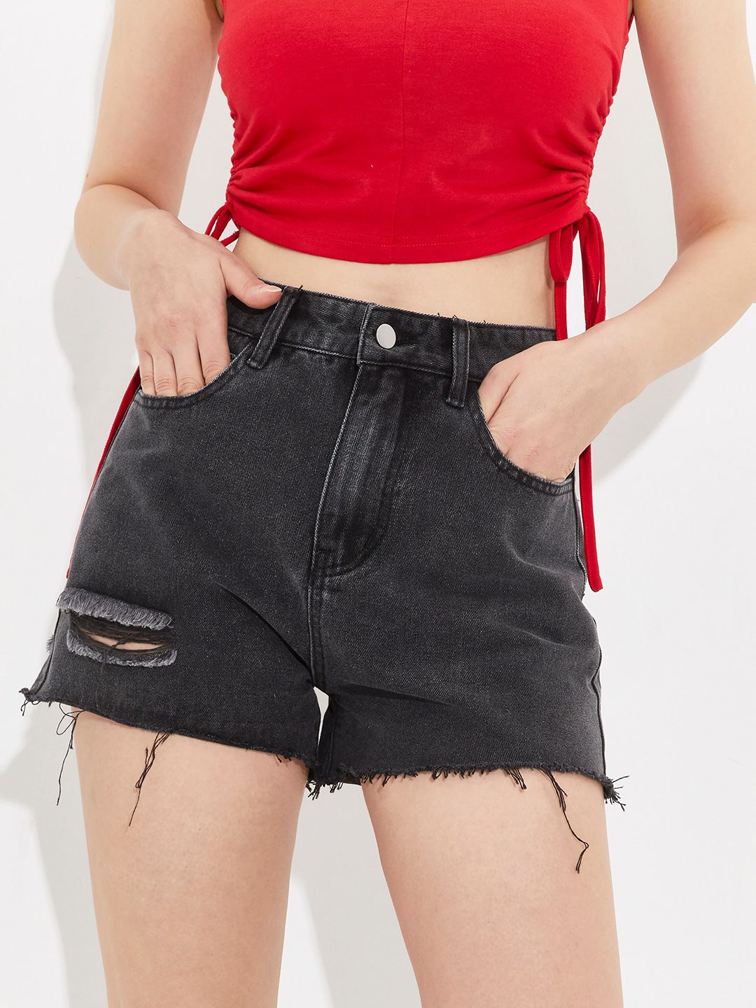 URBANIC Women Black Denim Shorts