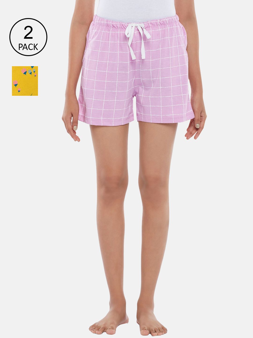 Dreamz by Pantaloons Women Multicoloured Striped Checked Lounge shorts Price in India