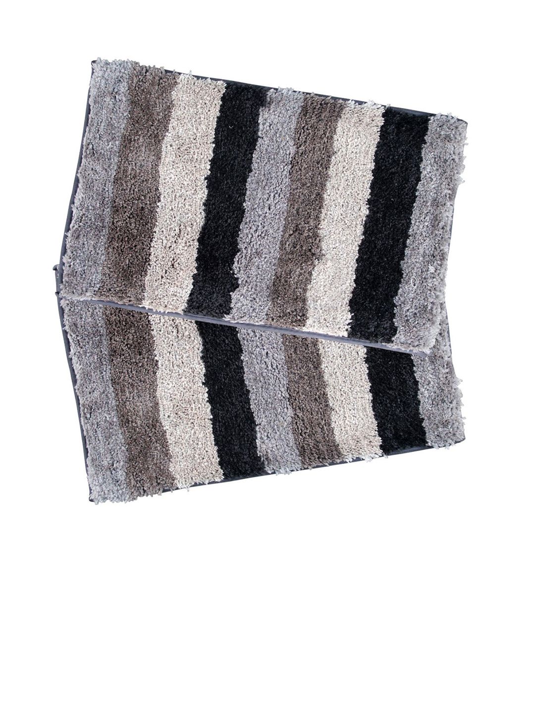 LUXEHOME INTERNATIONAL Set of 2 Grey Striped Anti Skid Doormats Price in India