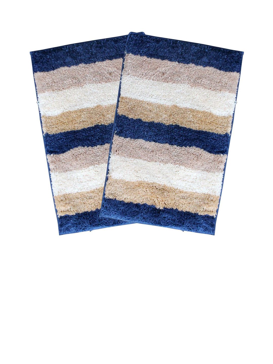 LUXEHOME INTERNATIONAL Set Of 2 Blue Striped Anti-Skid Doormat Price in India