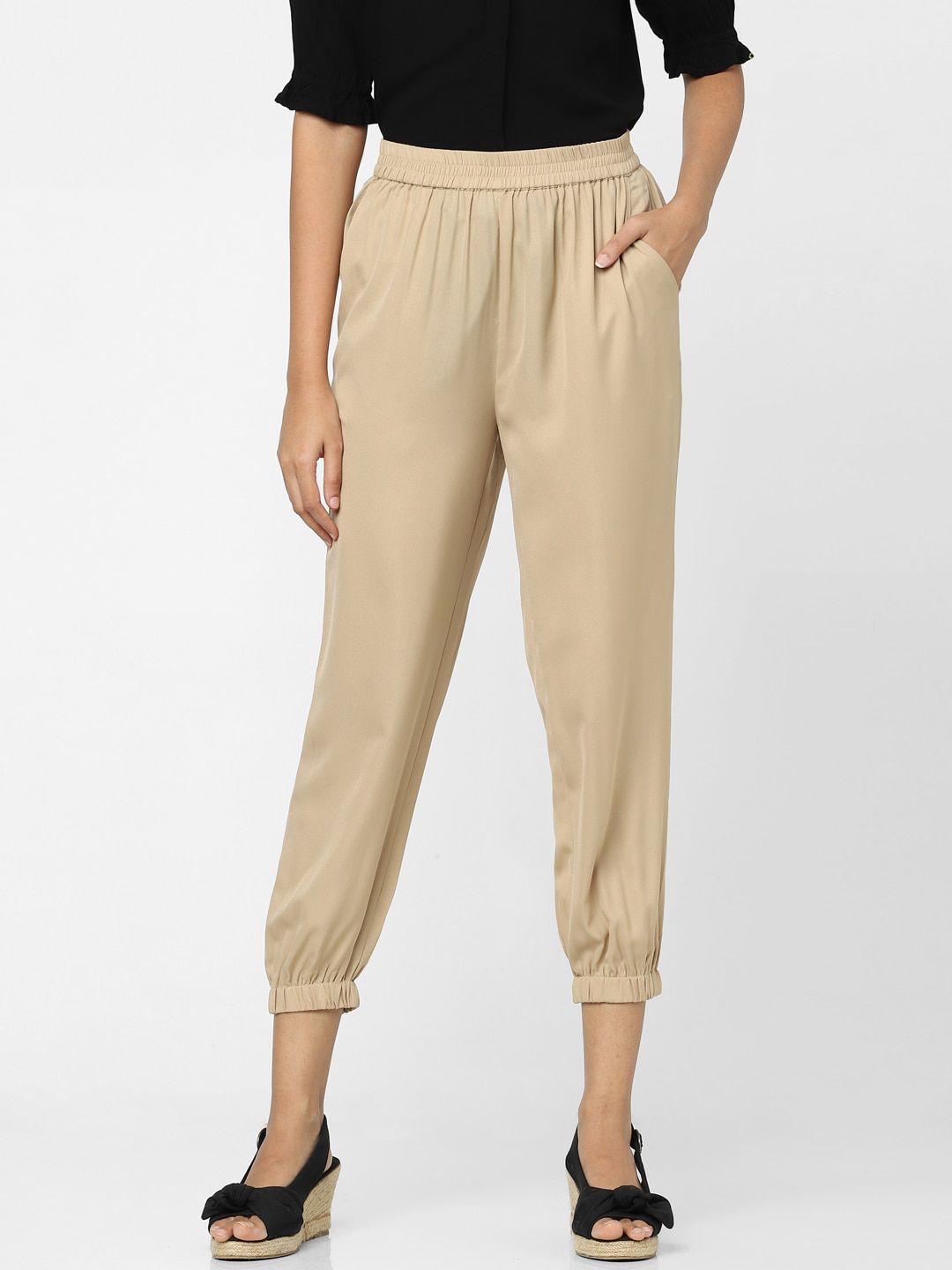 Vero Moda Women Beige Solid Joggers Price in India