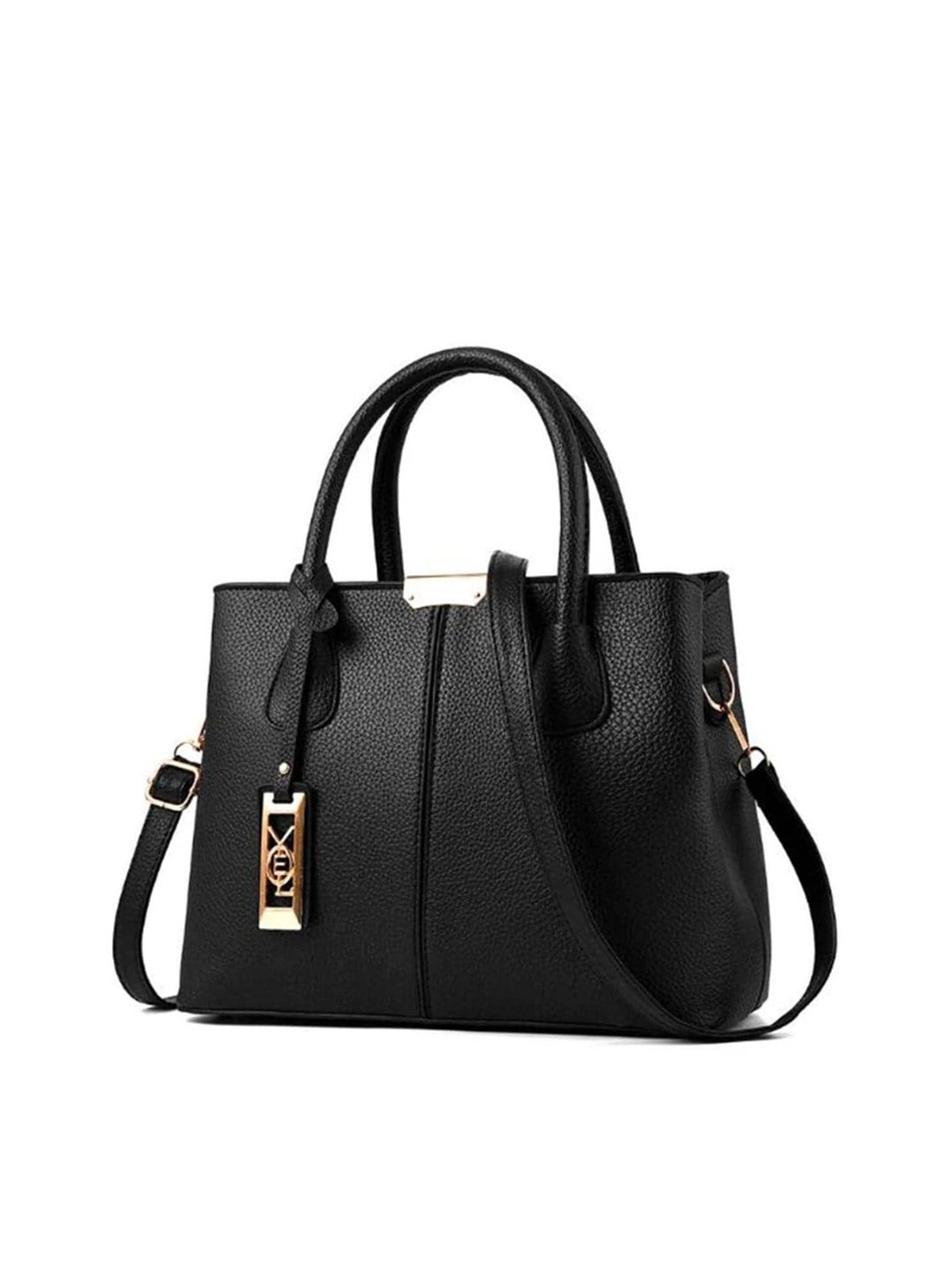 YOUSTYLO Black Structured Handheld Bag with Cut Work Price in India