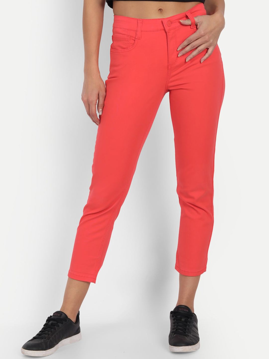 BROADSTAR Women Coral Skinny Fit Stretchable Jeans Price in India