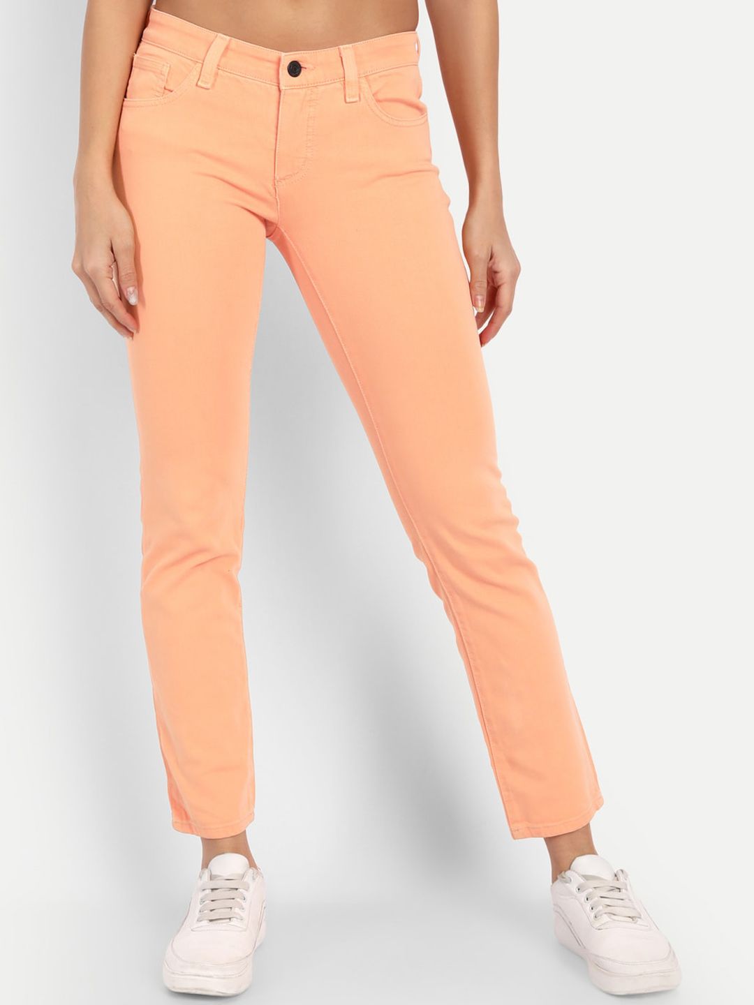 BROADSTAR Women Orange Skinny Fit Stretchable Jeans Price in India