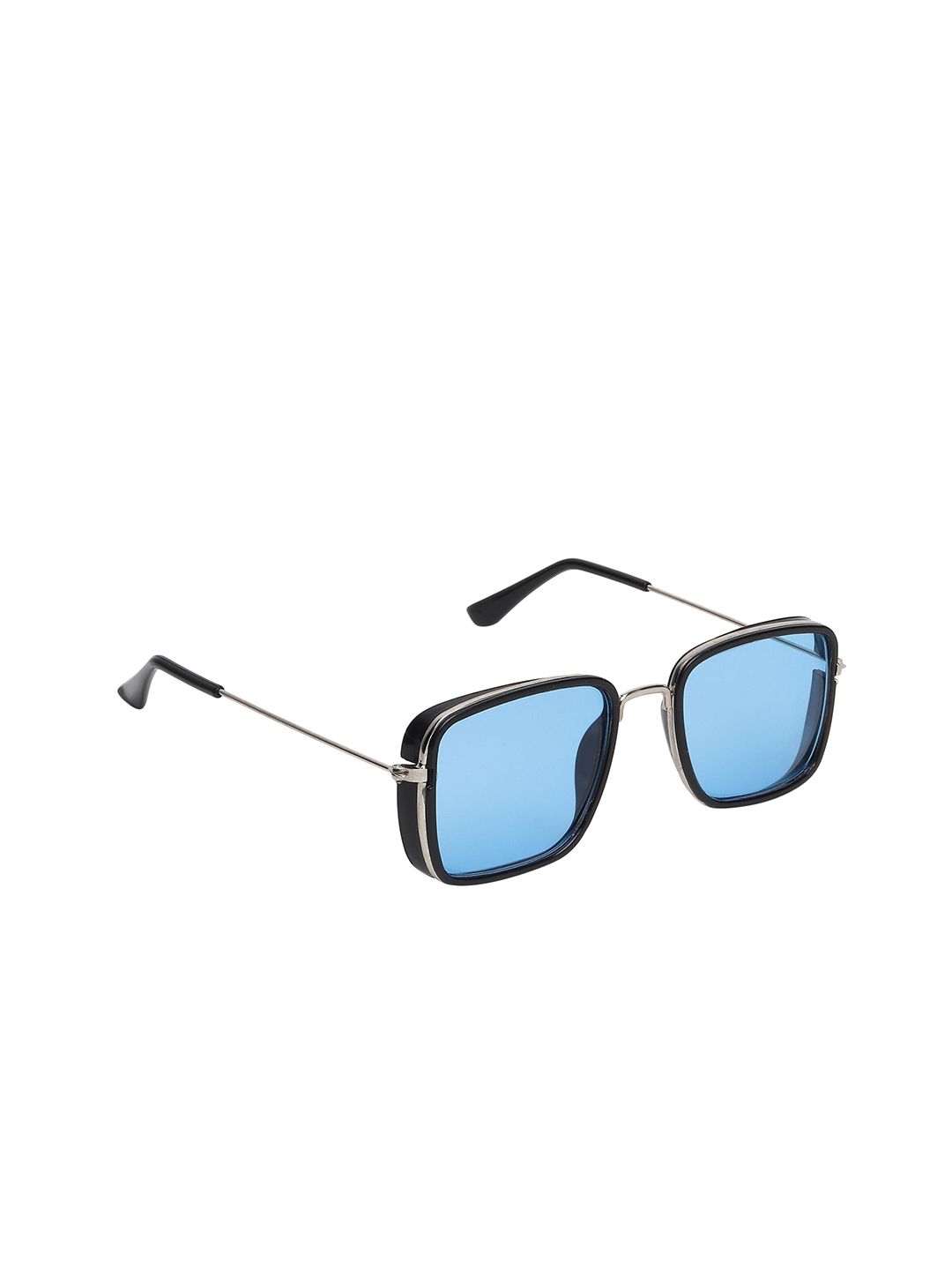 ALIGATORR Unisex Blue Lens & Gold-Toned Square Sunglasses with UV Protected Lens Price in India