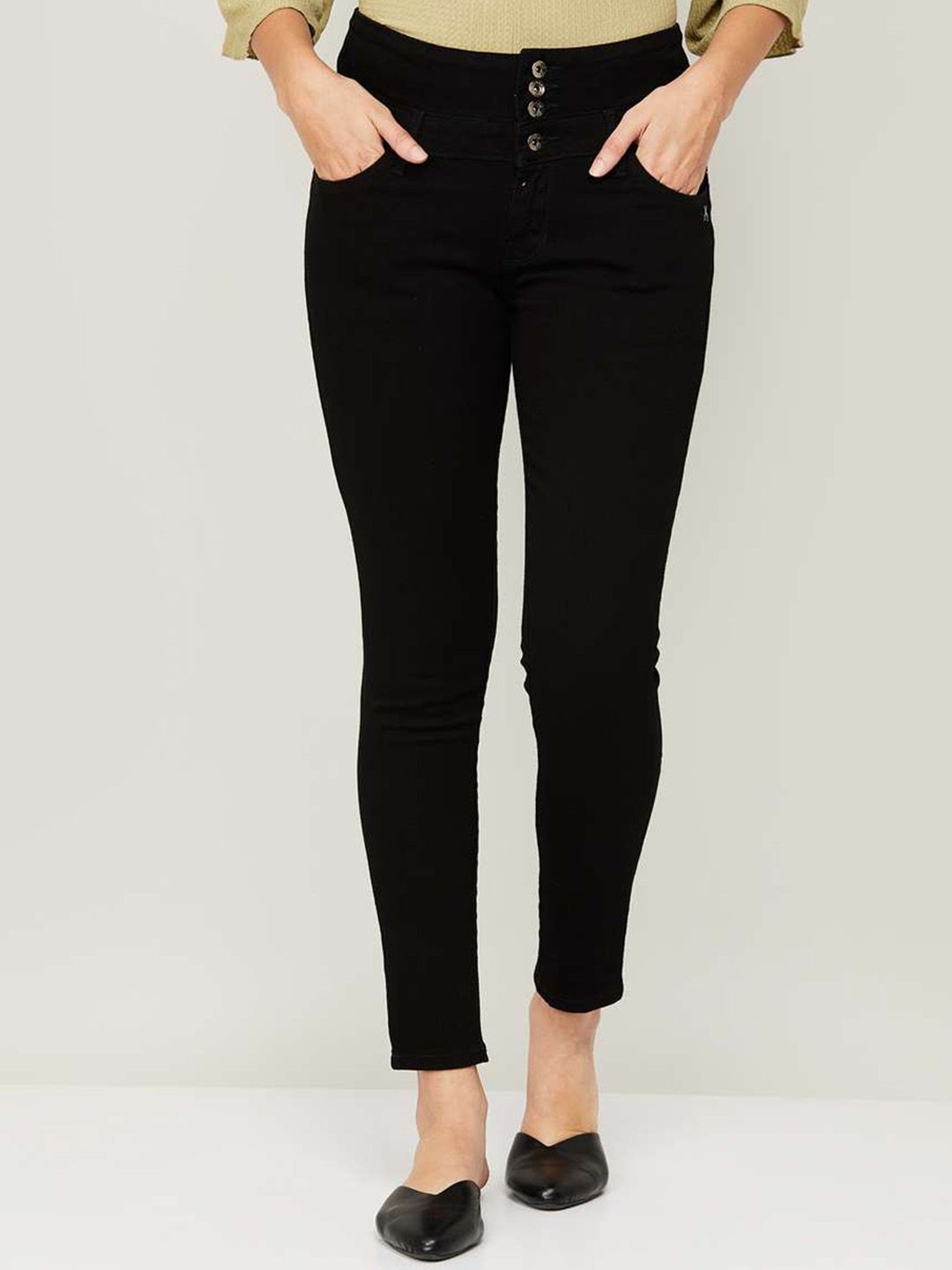 Xpose Women Black Comfort Slim Fit High-Rise Stretchable Jeans Price in India