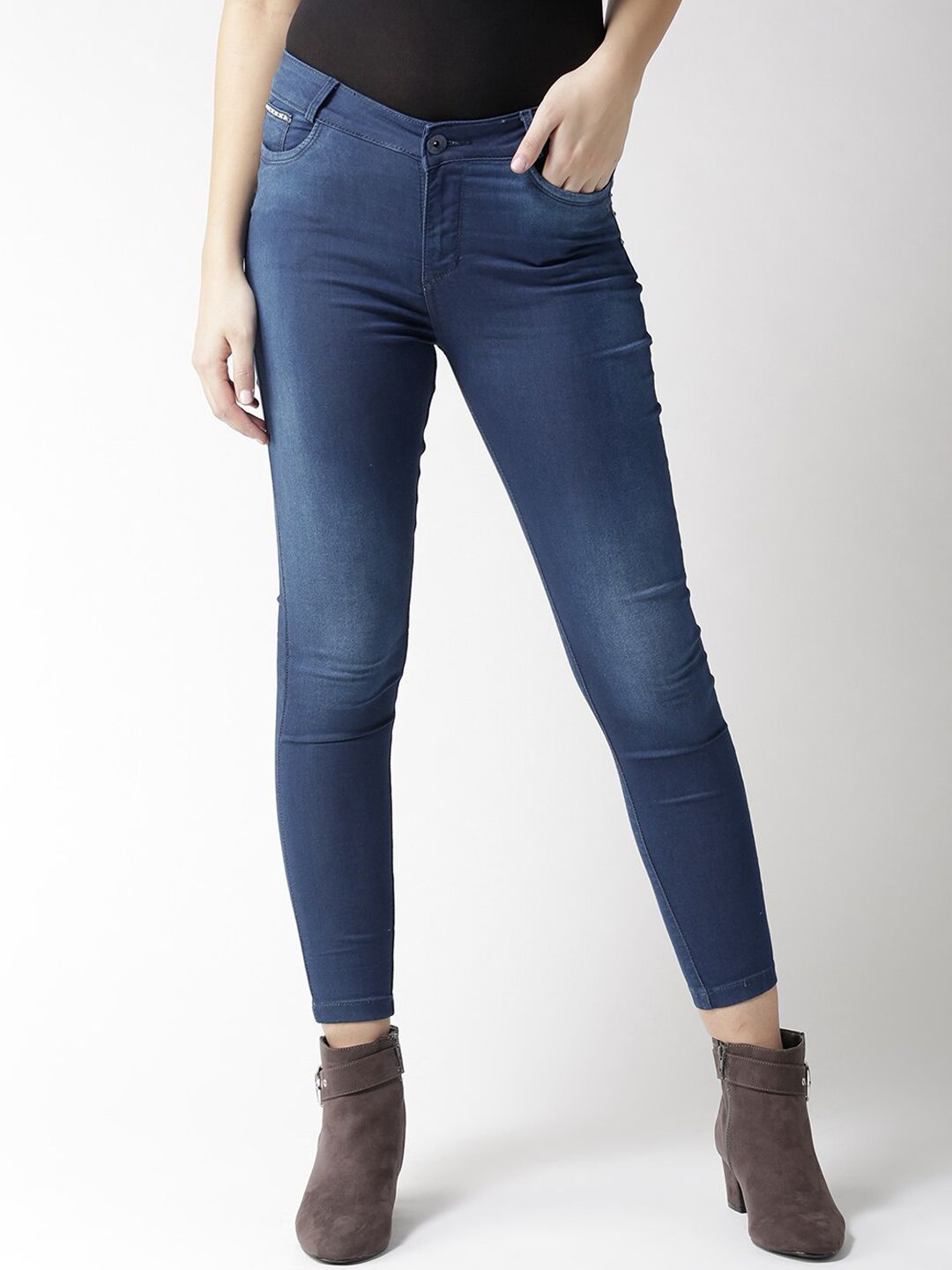 Xpose Women Blue Comfort Slim Fit Slash Knee Stretchable Jeans Price in India