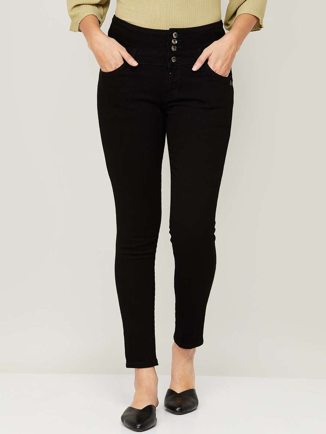 Xpose Women Black Comfort Slim Fit High-Rise Stretchable Jeans Price in India