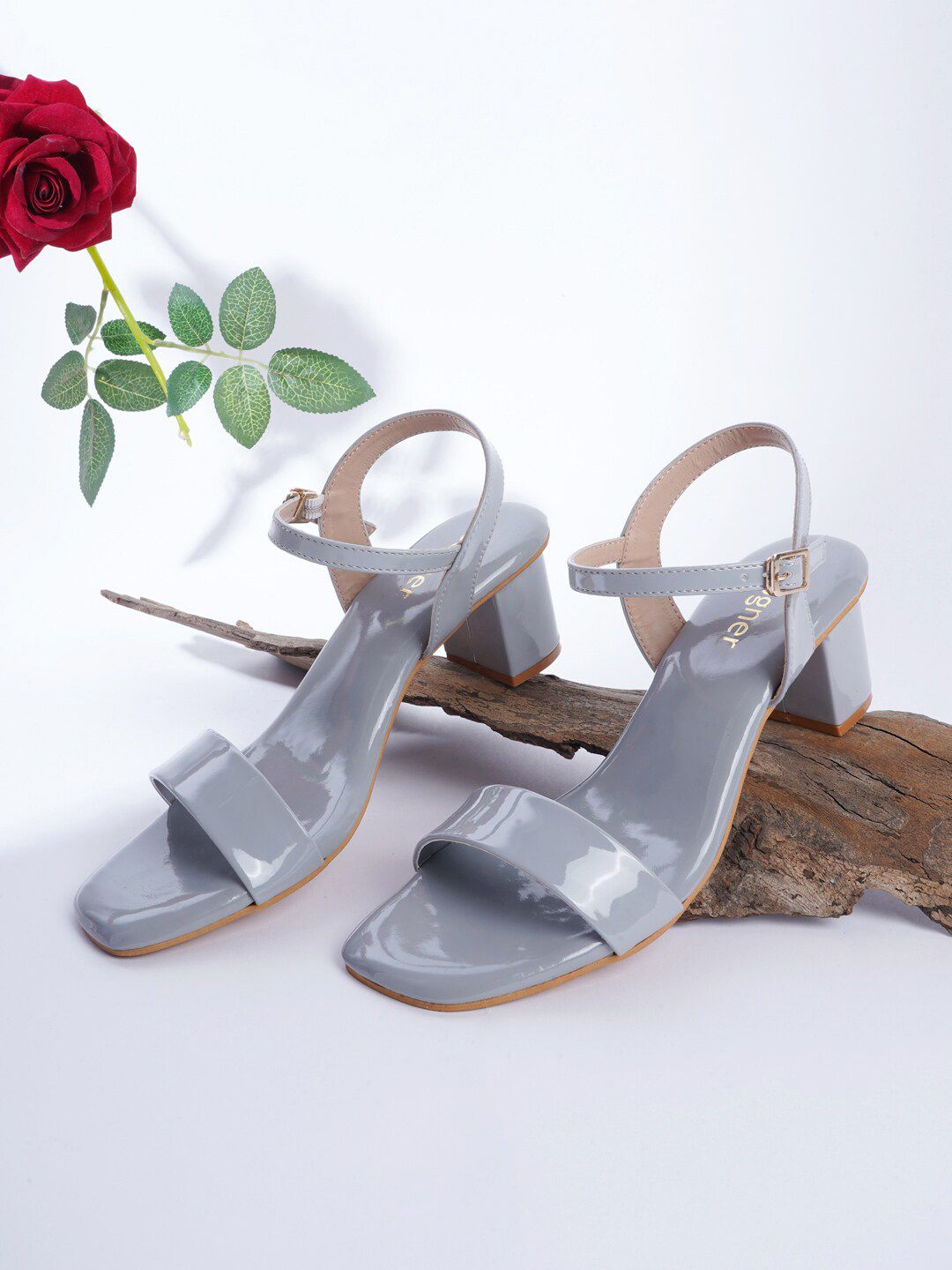 Cogner Grey Embellished Party Block Sandals Price in India