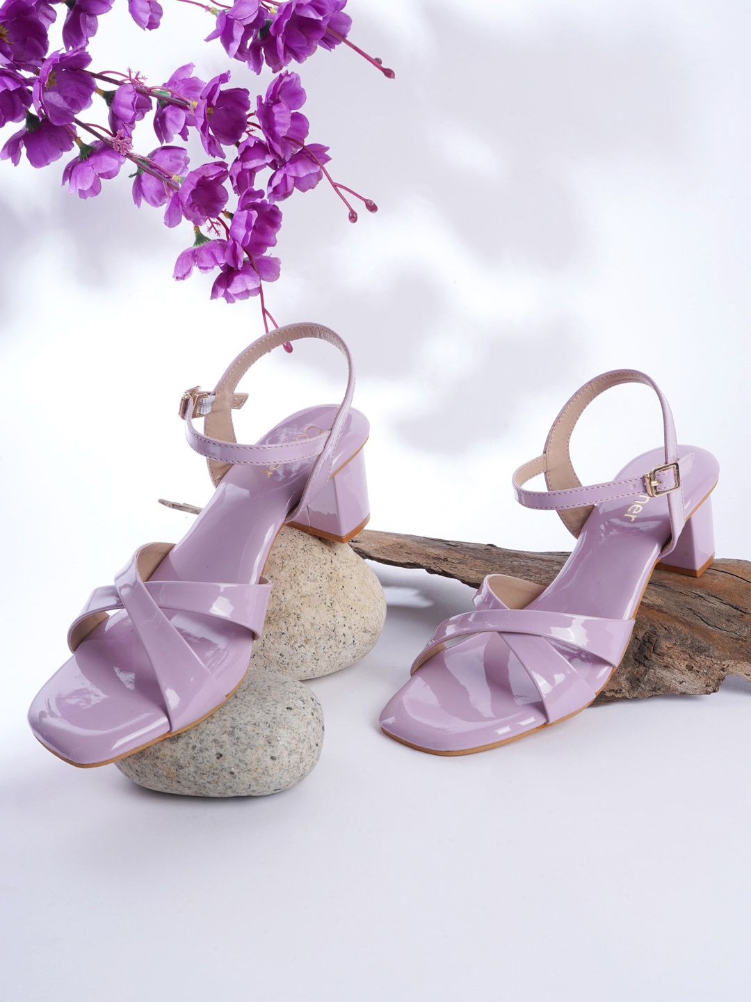 Cogner Purple Embellished Party Block Sandals Price in India