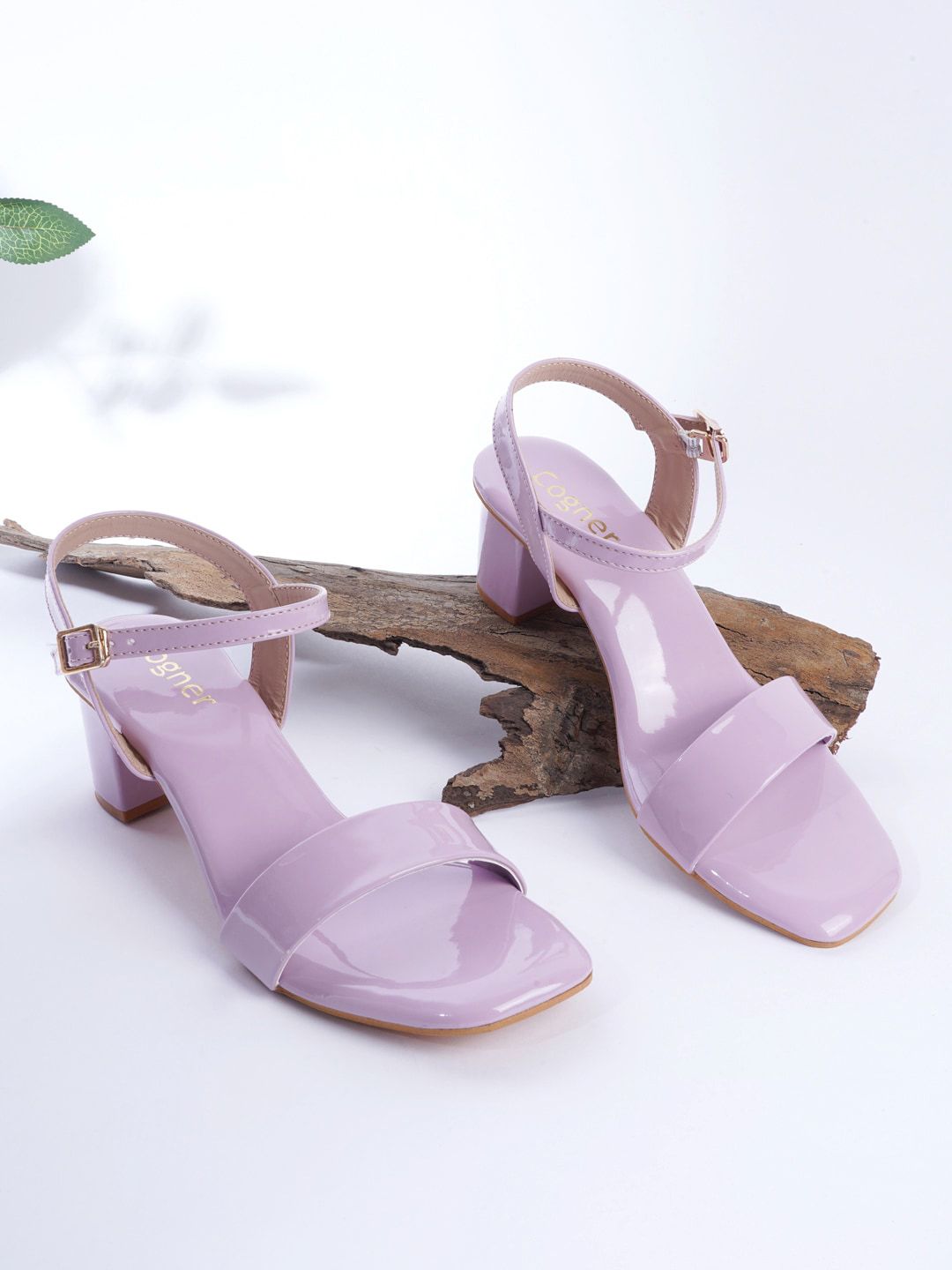 Cogner Purple Printed Party Block Sandals with Buckles Price in India
