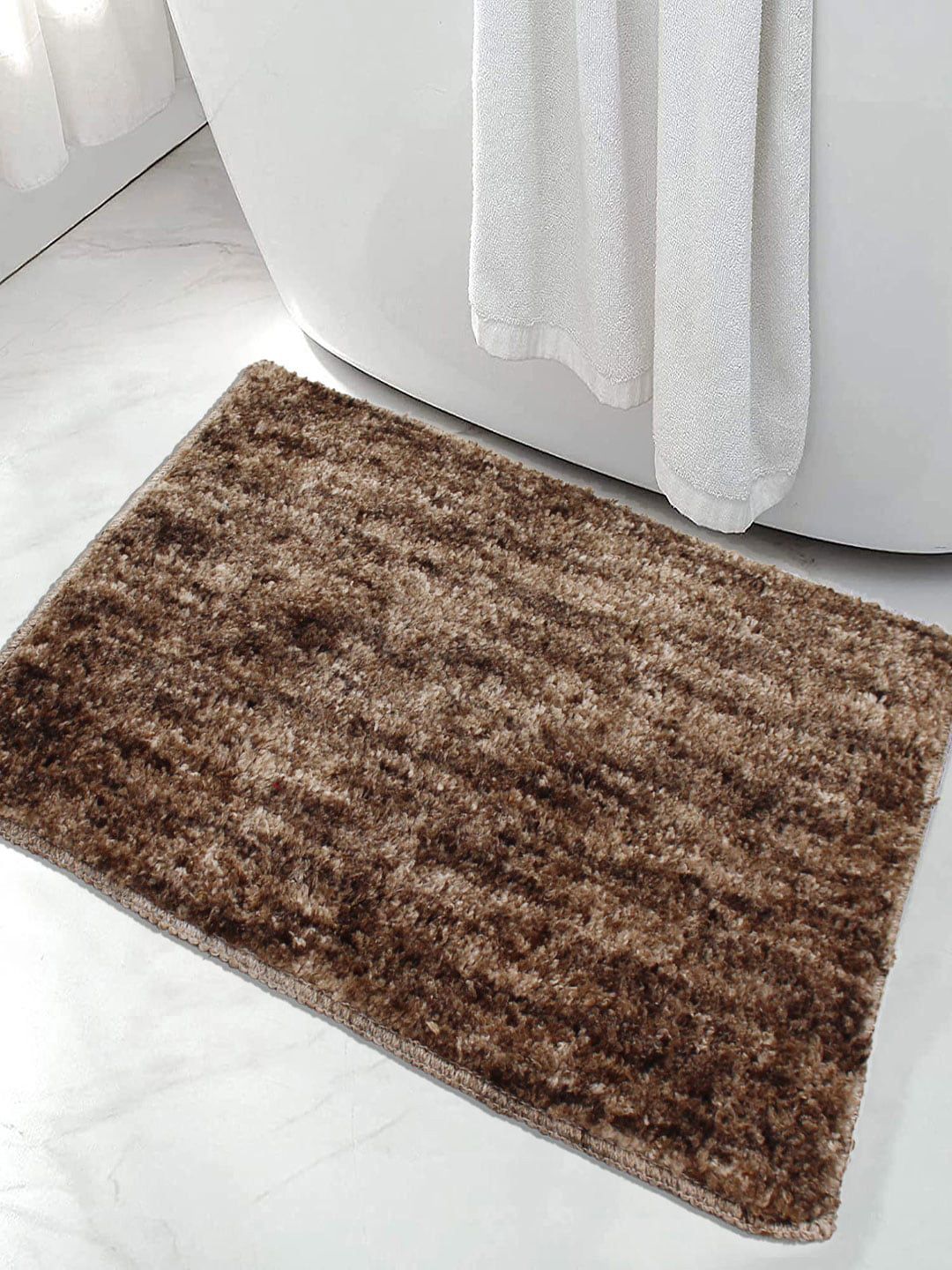 LUXEHOME INTERNATIONAL Coffee Brown Solid 1600 GSM Bath Rugs Price in India