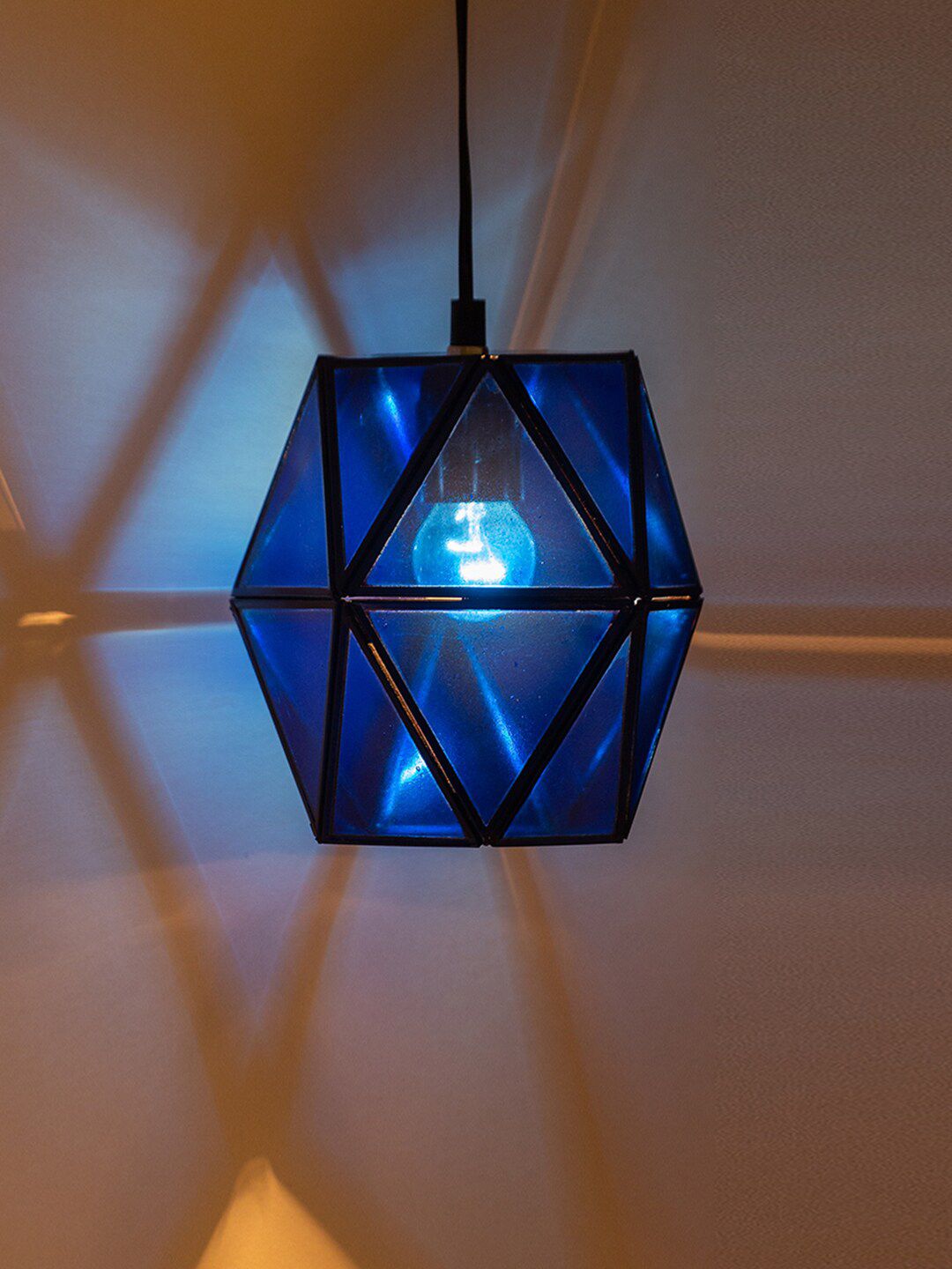 ExclusiveLane Blue Solid Glass Hanging Pendant Ceiling Lamps Price in India