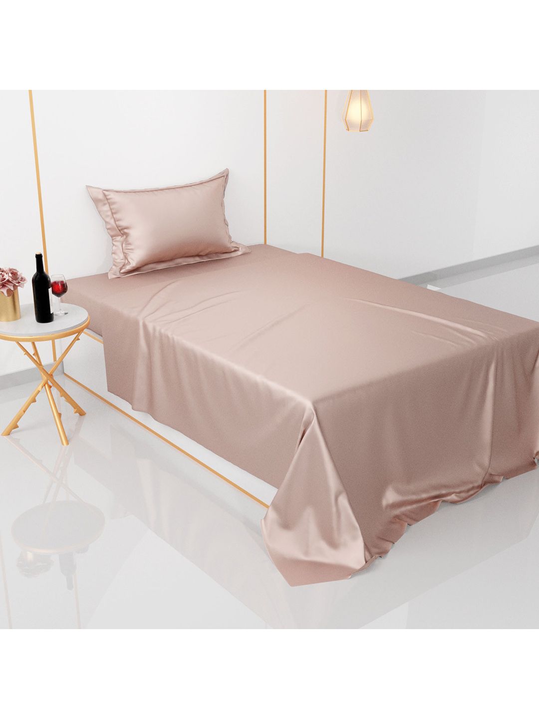 Stoa Paris Gold-Toned & Gold-Toned Single Bedsheet with 1 Pillow Covers Price in India