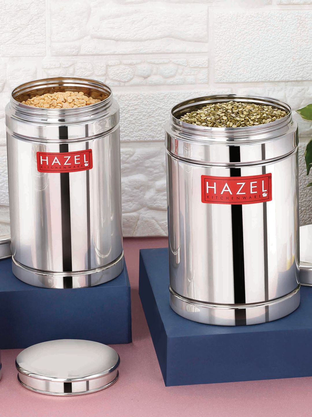 HAZEL Set of 2 Silver-Toned Stainless Steel Containers Price in India