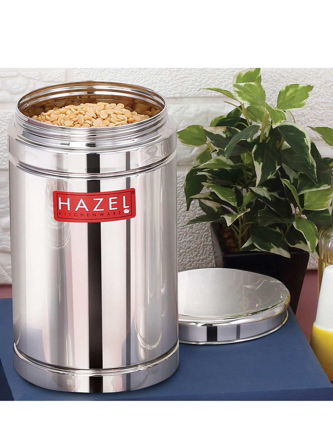 HAZEL Stainless Steel Silver Solid Container 1200 ML Price in India