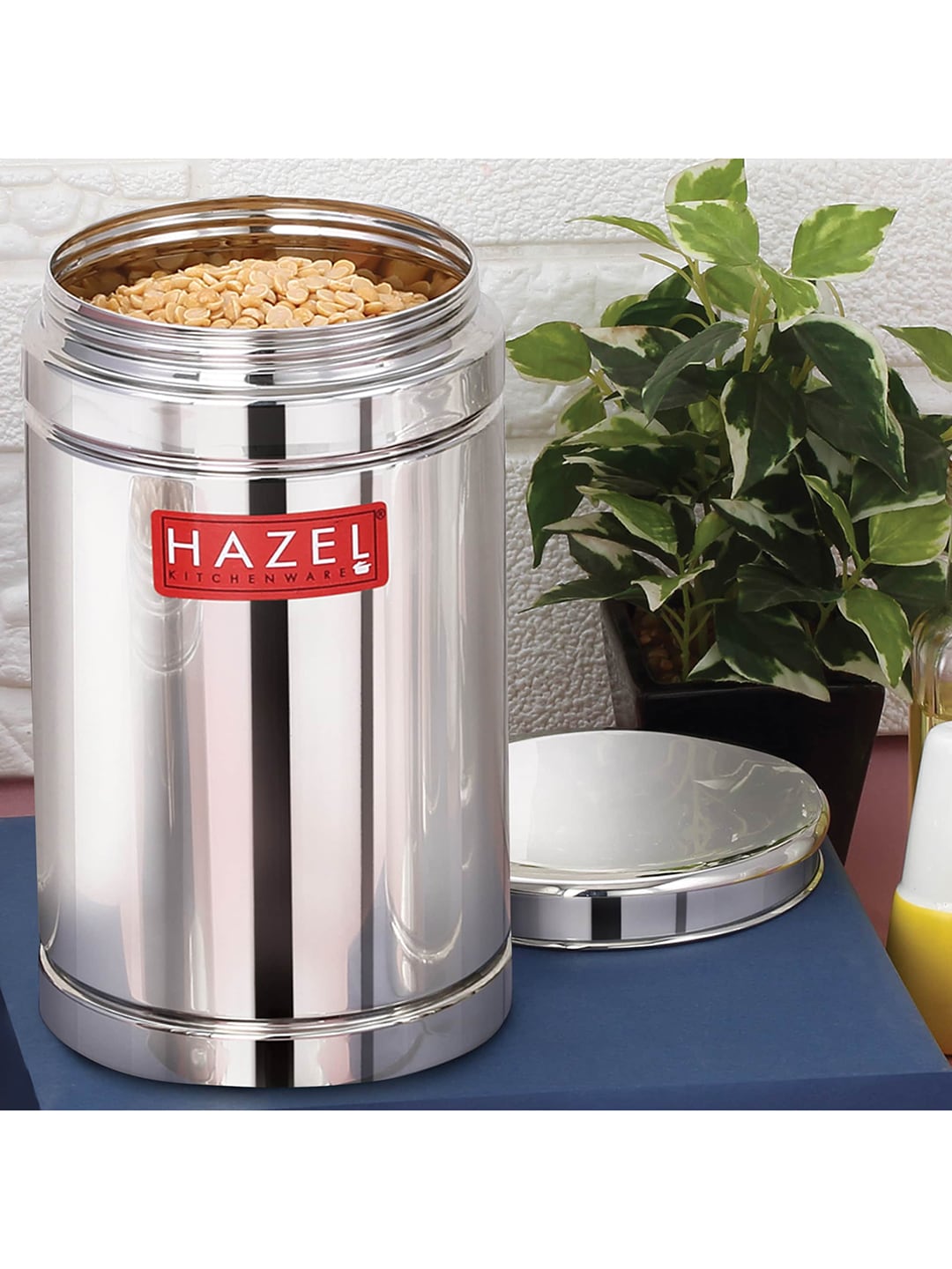 HAZEL Silver-Toned Solid Stainless Steel Food Container Price in India