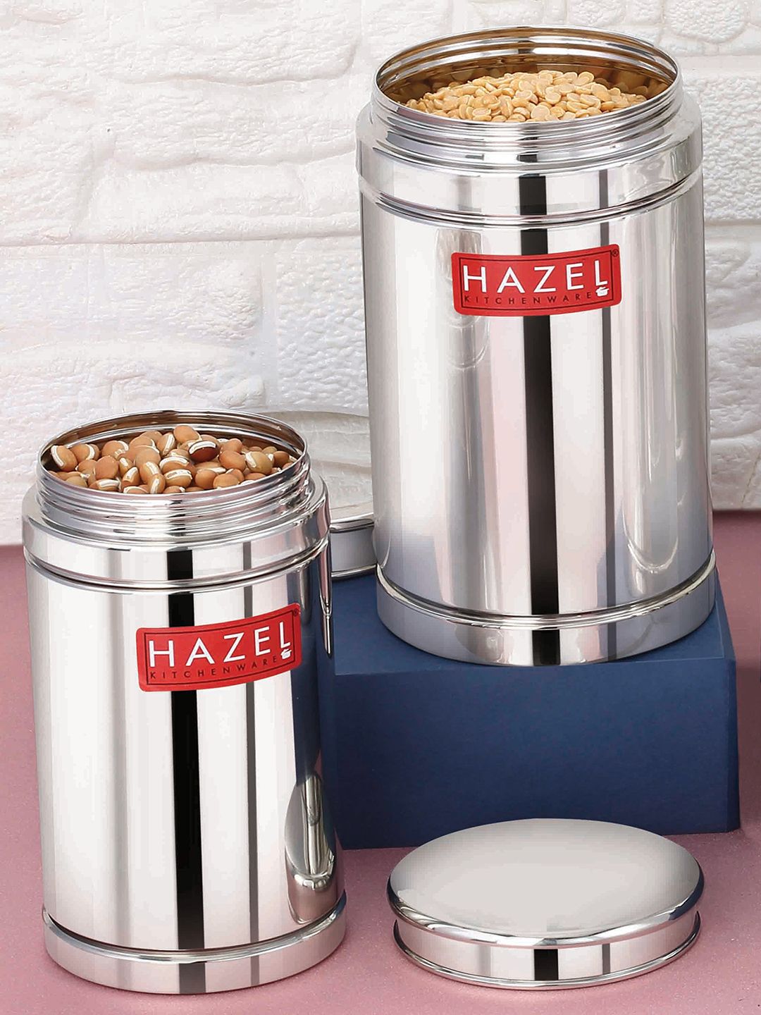 HAZEL Set of 2 Silver-Toned Stainless Steel Containers Price in India