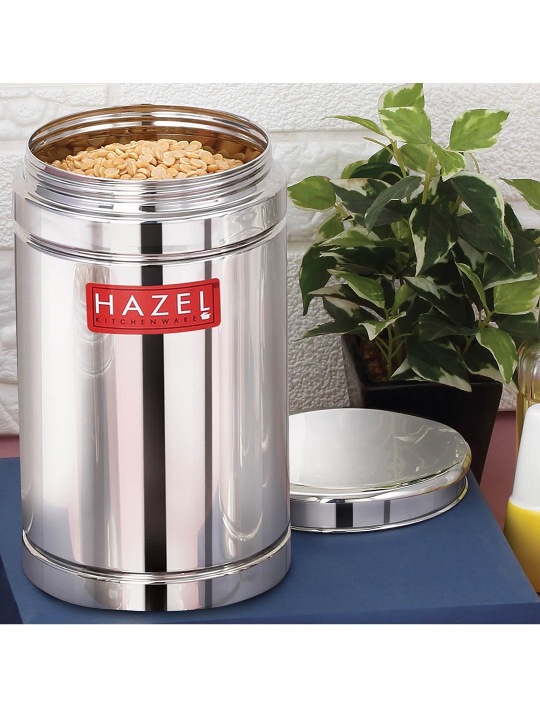 HAZEL Silver-Colored Solid Stainless Steel  Container 1200ML Price in India