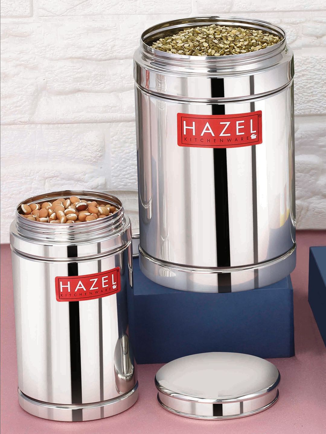 HAZEL Set of 2 Silver-Toned Stainless Steel Containers Price in India