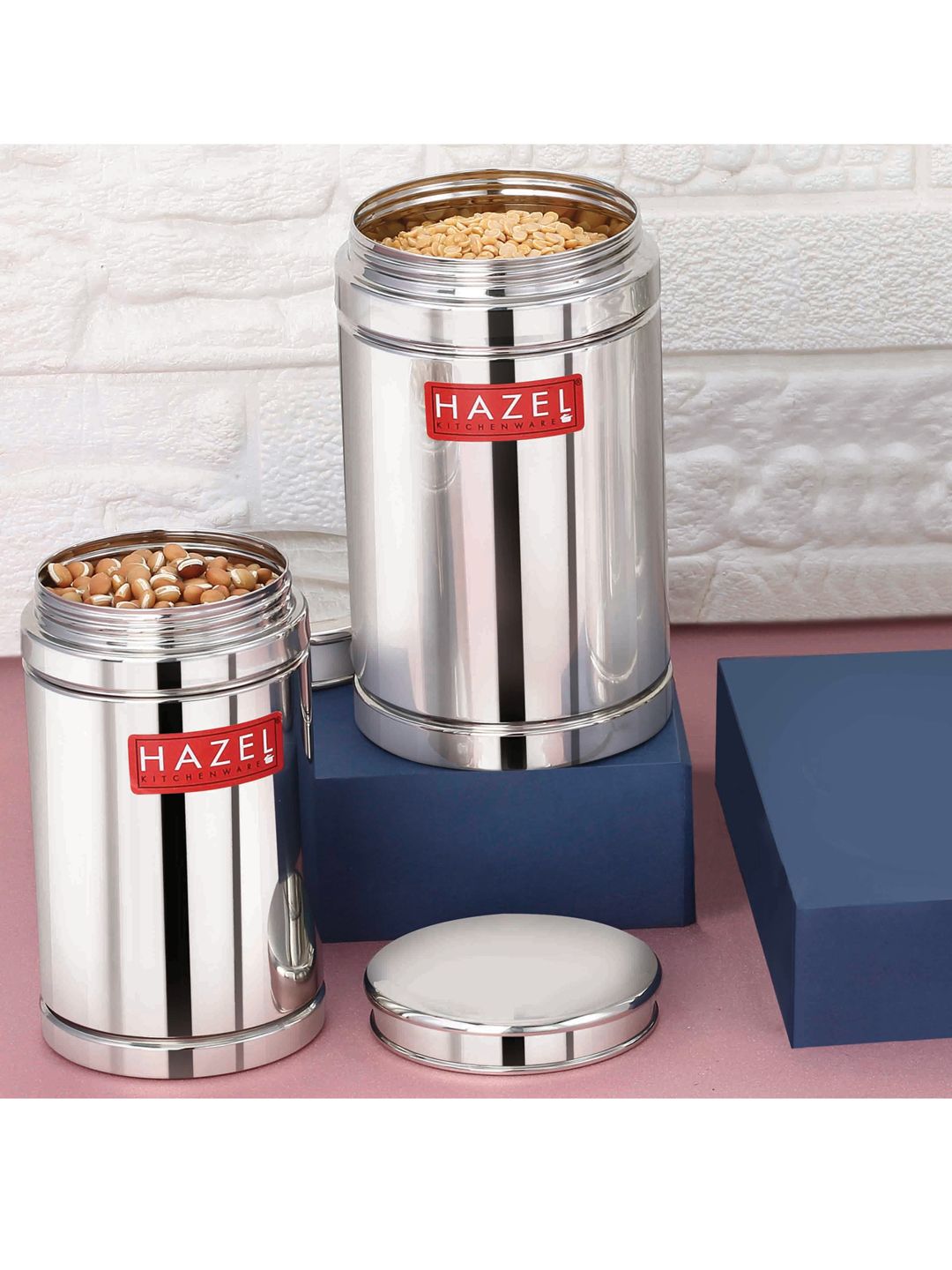 HAZEL Set of 2 Silver-Toned Stainless Steel Containers Price in India