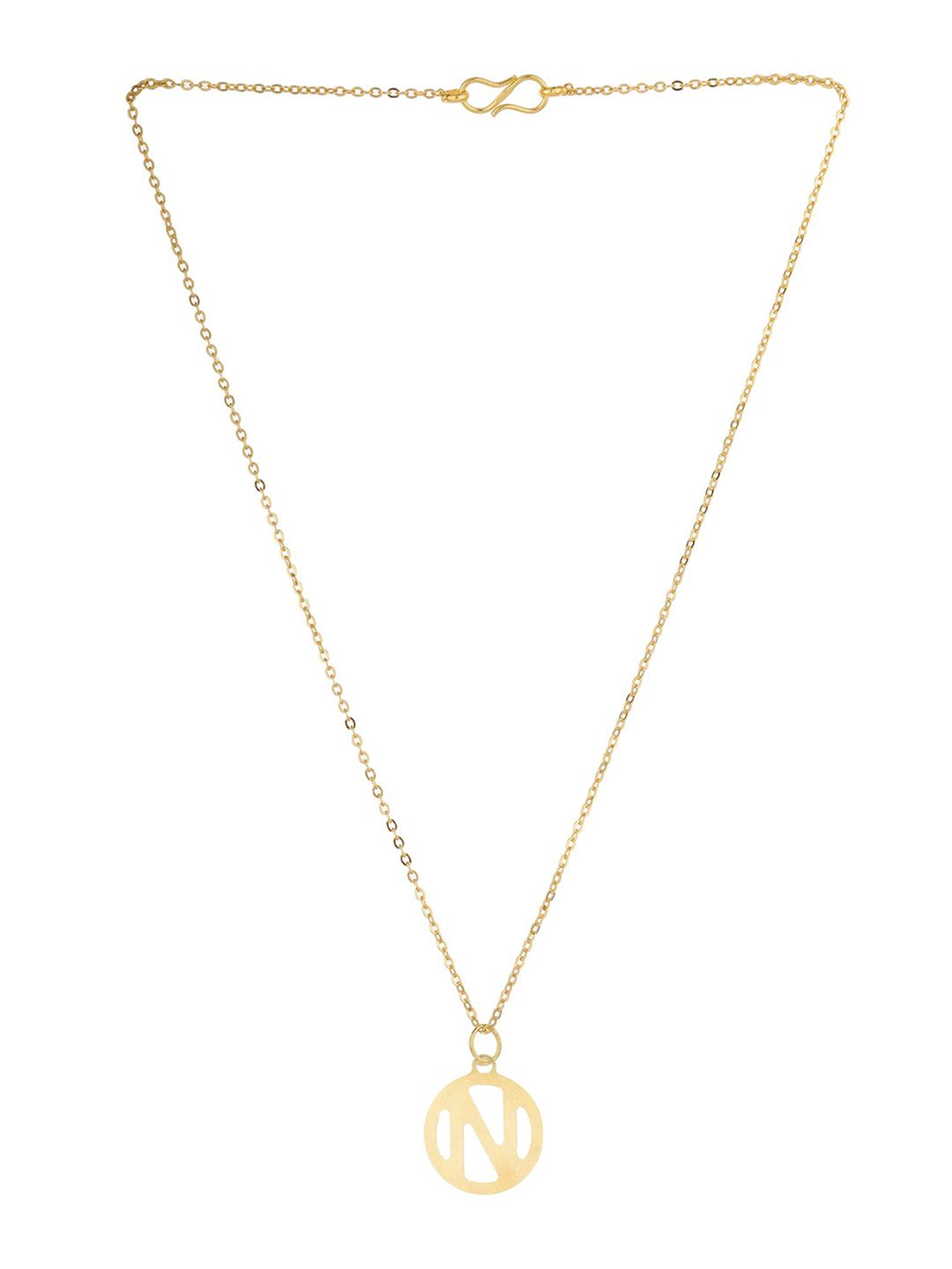 Goldnera Gold-Toned Alphabet N Brass Necklace Price in India