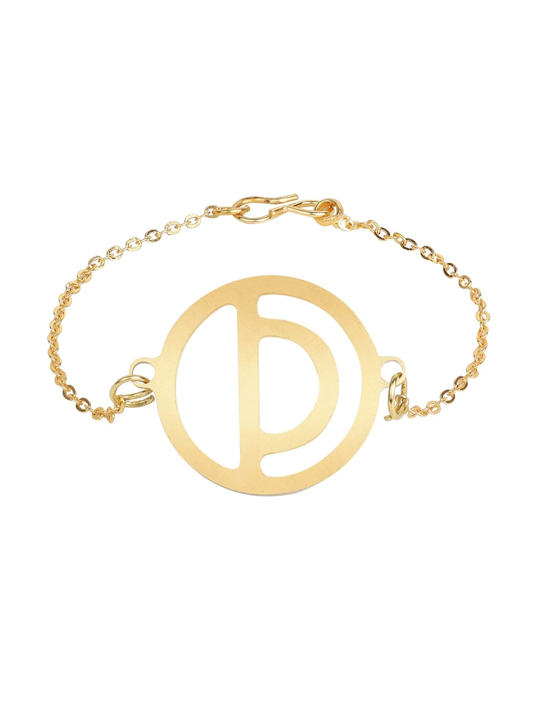 Goldnera Women Gold Toned Brass Plated Alphabet D Link Bracelet Price in India