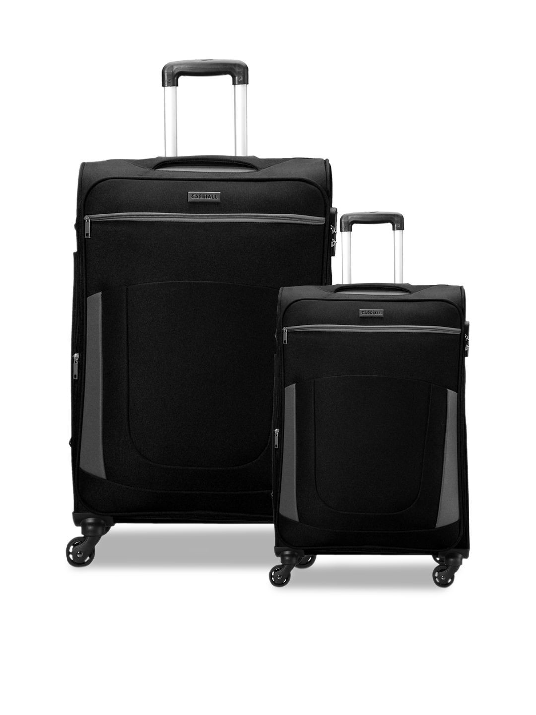 CARRIALL Set of 2 Black Solid Trolley Bag Price in India