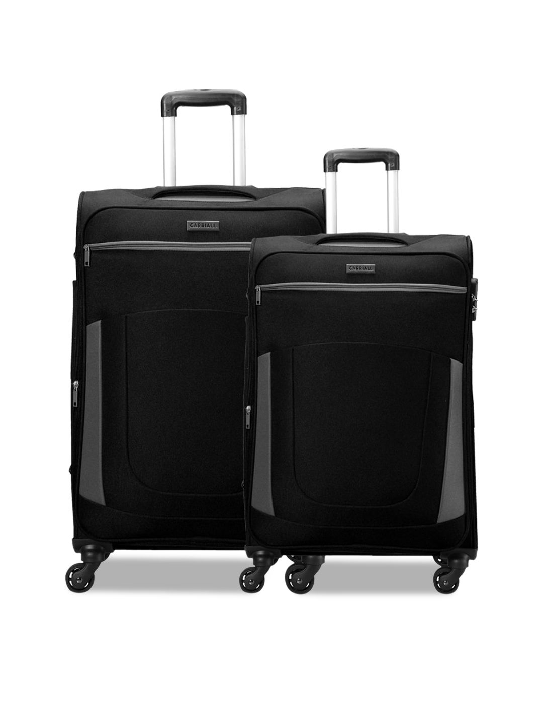 CARRIALL Set Of 2 Black Solid Soft-Sided Trolley Bag Price in India