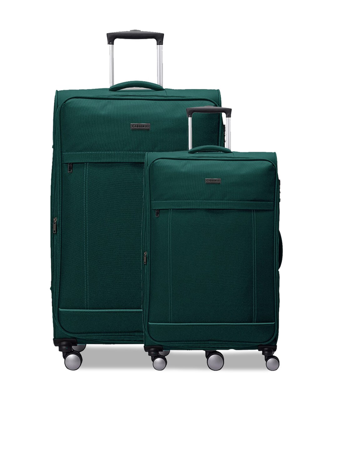 Set Of 2 Green Solid Soft-Sided Trolley Bag Price in India