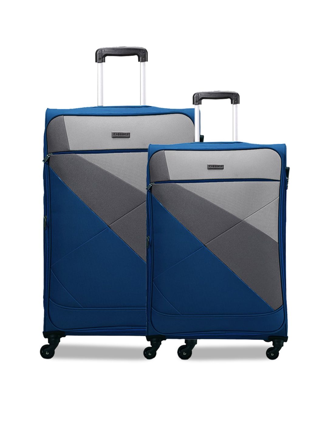 CARRIALL Set Of 2 Navy Blue & Grey Large & Medium Combo Polyester Trolley Bag Price in India