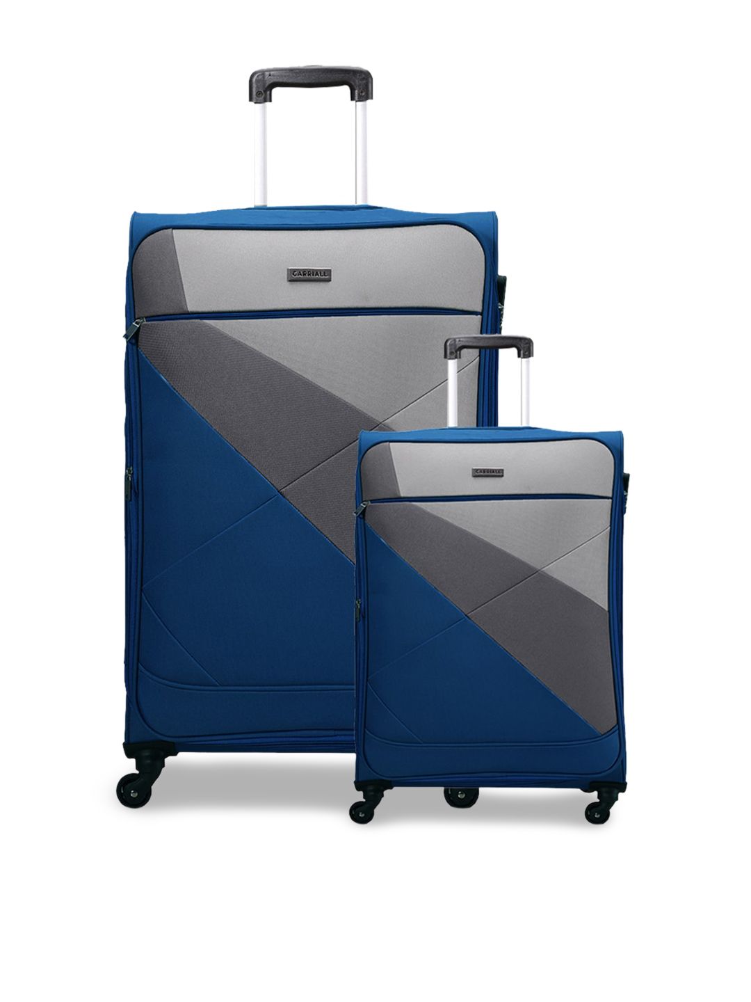 CARRIALL Navy Blue Solid Large & Small Combo Set Of 2 Trolley Suitcases Price in India