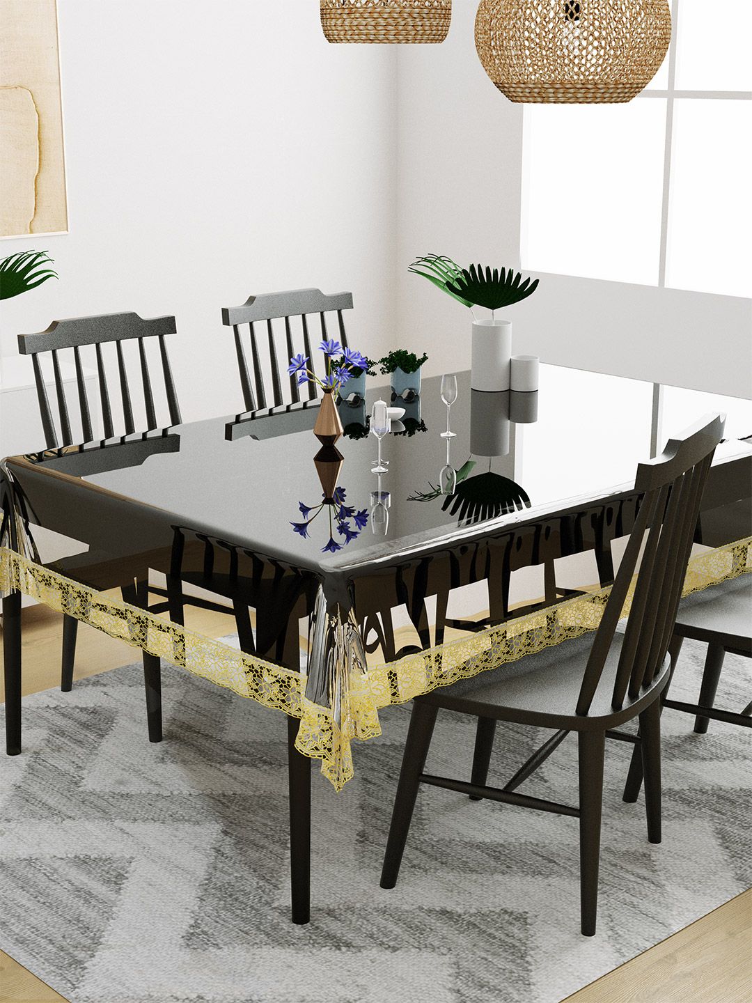 DREAM WEAVERZ Transparent Solid Dining Table Cover Price in India